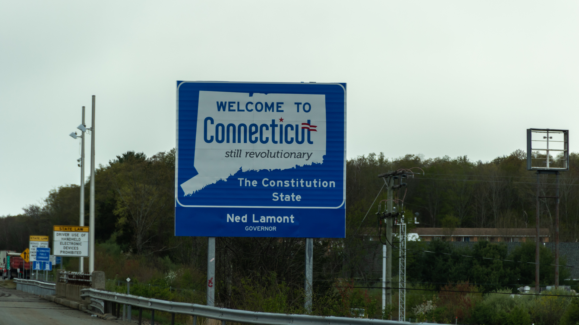 Connecticut Welcome Sign Ned Lamont Getty Images